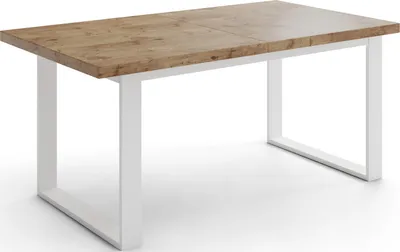 Produktbild von Rechteckiger Loft Esstisch Für Wohnzimmer - Loft Stil Industriell Esstisch Mit Weißen Metallfüßen - Ausziehbarer von 160 cm bis 240 cm -  EU - Lancelot Eiche
