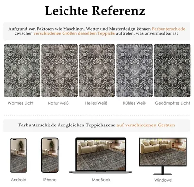 Produktbild von Omgoods – Vintage-Teppich für das Wohnzimmer – Schwarz, rutschfest, maschinenwaschbar, 80 x 150 cm