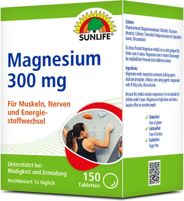 Produktbild von Sunlife Magnesium 300 mg Tabletten 150Stück 120g