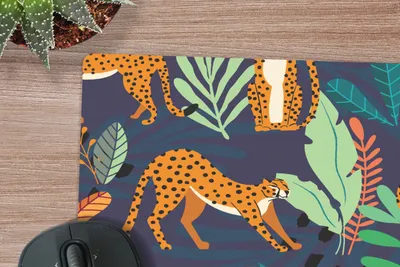 Produktbild von MuchoWow® Mauspad Mousepad Muster - Gepard - Dschungel 30x30 cm - Mousepads - Maus Mat - Pad - Mausunterlage - Gaming