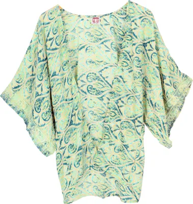Produktbild von Kimonojäckchen, Kurzer Boho Kimono, Strandkimono - Smaragdgrün, Damen, Polyester, Kimono