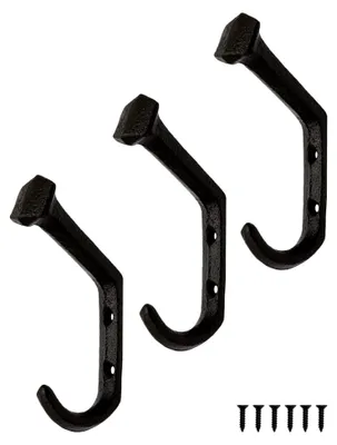 Produktbild von 3er Set schwere rustikale Eisenhaken, 11 x 2,1 cm, schwarz