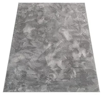 Productafbeelding van Tapijt voor de woonkamer, kunstbont, shaggy, hoogpolig, wasbaar in de wasmachine, zacht, effen grijs, afmetingen 80x150 cm