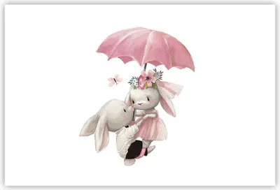 Produktbild von Poster - Poster ohne Rahmen - Hasen Regenschirm Kinder - 91,5x61 cm - Wand Bild - Wanddeko - Wandbilder - Kunstposter - Wandposter - Bilder - Kunstdruck - Wanddekoration - Wandbild - P2XAA91x61-4777