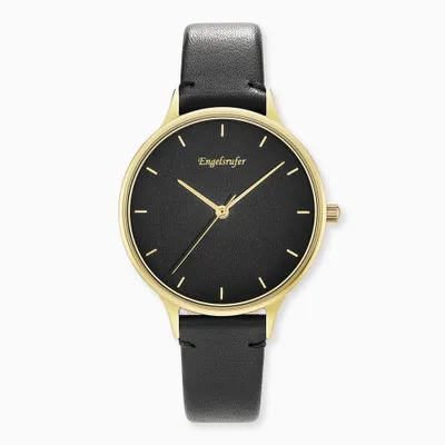 Produktbild von Engelsrufer ERWA-COLOUR-LBK2 Damen-Uhr Colour Analog Quarz Gold Schwarz