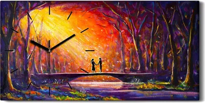 Produktbild von Wohnzimmer-Bild Leinwand Uhr Kunstdruck 60x30 Moderne Eindruckistische Malerei - schwarze Hände