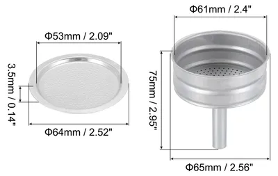 Produktbild von Ersatzteile fš¹r die Espressomaschine fš¹r den Herd, Aluminium-Kaffeekannenteile mit 1 Filter und 3 Silikondichtungen, 1 Trichter 64 x 53 x 3,5 mm 6 Tassen (Silber)