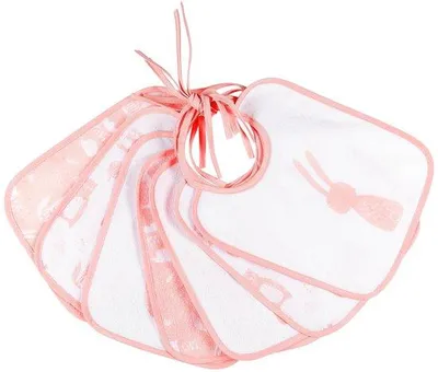 Immagine prodotto di Rosa, lavabili, 24x20 cm, fiocchetti con bottone, set da 7 pezzi