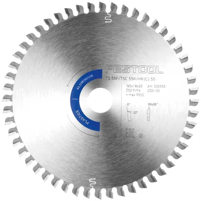 Image de Lame de scie spéciale Festool, carbure de tungstène, 160 x 1,8 x 20 mm, pour aluminium/plastiques, modèles F/FA52