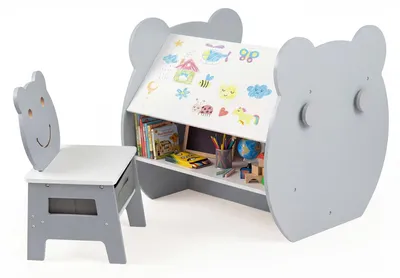 Produktbild von FANTASK 3 in 1 Kindertisch mit Stühle, Kinder Schreibtisch mit Stauraum & Haken,