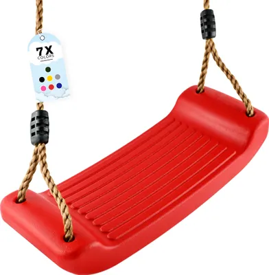 Produktbild von GO!elements Schaukel Garten - Kinderschaukel Outdoor Indoor - Schaukelsitz Schaukelbrett Brettschaukel für Kinder zum Schaukeln - Höhenverstellbar - rutschfest - Farbe: Rot