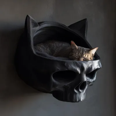 Dark-Fantasy-Haustier-Wandbett mit Totenkopf – Decords, Produktansicht 1