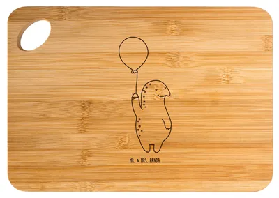 Produktbild von Mr. & Mrs. Panda Holzbrett Schildkröte Luftballon - Transparent - Geschenk, Motivationsspruch, Hackbrett, Schildkröten, schneidbrett, Frühstücksbrett, Brett, Motivation