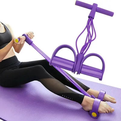 Obrázek produktu pro Elastický pás s madlem, 6 segmentů, určený pro strečink a posilování, tréninkový pás pro posilování nohou a paží