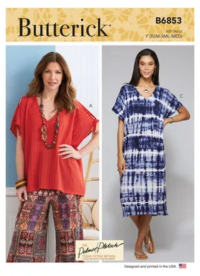 Imagen del producto de Patrón Butterick B6853Y para vestido/top/blusa, tallas 34-42