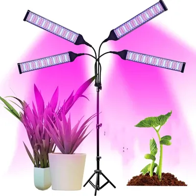 Produktbild von Pflanzenlampen, 35W Wachstumslicht, 4/8/12H Timer, 4 Kopf mit Stativständer & Fernbedienung, Dimmbar, 3 Lichtfarbe Modi, 420 LED Zimmerpflanzen