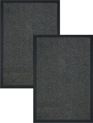 Produktbild von Fußmatten Set 2-teilig - 40x60 cm - Grau - PVC-Rücken - Schmutzfangmatte - Türmatte - Rutschfest - Wetterfeste