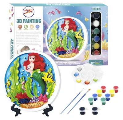 Produktbild von ProNice Kreativ-Set Gipsfiguren zum Malen Meerjungfrau 12 Farben
