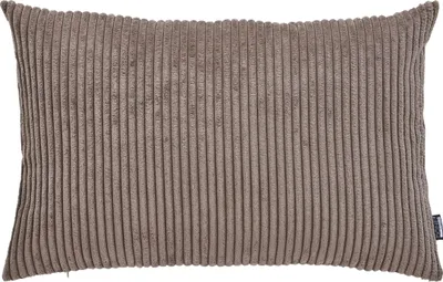 A close-up studio shot of a brown corduroy pillowcase.