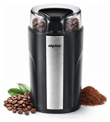 Produktbild von alpina Kaffeemühle Elektrisch 200W - Coffee Grinder für 70g Kaffeebohnen - Kaffee Mühle mit Edelstahlmessern und Sicherheitsverschluss - Schwarz