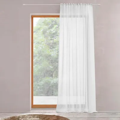 Image de Rideau plissé en voile blanc semi-transparent ASOVA 140x280 cm