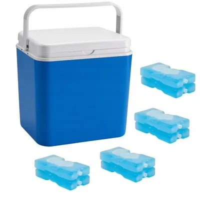 Immagine prodotto di Borsa termica POTZ, blu, portatile, con coperchio e maniglia rimovibili, leggera e resistente, con 8 cartucce refrigeranti, ideale per picnic, campeggio e spiaggia, 30 L