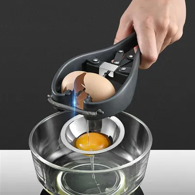 Produktbild von Eiertrenner, Eieröffner aus Edelstahl, automatischer Eierbrecher, Eieraufschlagwerkzeug, handgeführter Eieröffner, einfacher Eierschalenschneider