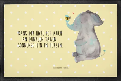 Produktbild von Mr. & Mrs. Panda fußmatte Elefant Biene 50 x 75 cm - Gelb Pastell - Geschenk, Schmutzmatte, Jahrestag, Fußabtreter, Lustige Sprüche, Hochzeitsgeschenk, Schuhabstreifer