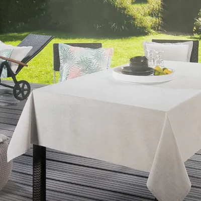 Produktbild von 140 x 200 cm Tischdecke Baumwolle abwaschbar Rechteckig Outdoor Indoor Grau
