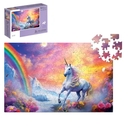 Obrázek produktu pro Dřevěné puzzle 150 dílků Milliwood Jednorožec