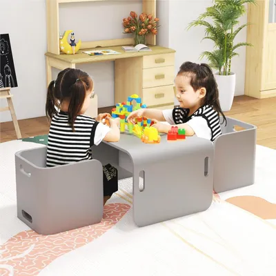 Immagine prodotto di Set di mobili per bambini - Tavolo per bambini - Sedie per bambini - Set per bambini - Set tavolo e sedie per bambini - Legno di betulla