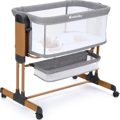 Produktbild von Beistellbett, 3 in 1 Babybett Babywiege für Neugeborene, Schaukelbettchen mit Rädern 7 Höhen