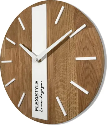 Produktbild von FLEXISTYLE Modern wanduhr ohne tickgeräusche modern wanduhren Holz Badezimmer Wohnzimmer Eiche (Weiß Runden, 30cm)