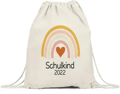 Produktbild von Schulkind 2022 Turnbeutel Gymsack  Einschulungsgeschenk Grundschule 1. Klasse Schulstart Herzen Motiv