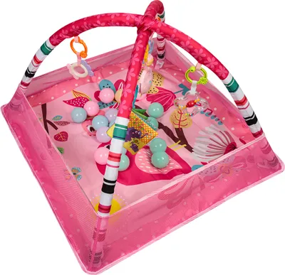 Produktbild von Baby Spieldecke mit Spielbogen Krabbelmatte Krabbeldecke Spielmatte mit 18 Bällen Rosa