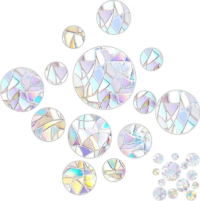 Produktbild von 52 Stück Prism-Fenster-Abziehbilder suncatcher sticker Vogelschutz Regenbogen Fensterfolie Kreisförmig Sonnenfänger Sticker Dekoration für Stoppt Vögel Türfenster Esszimmer Schlafzimmer