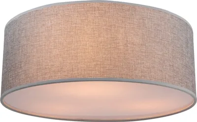 Image de Globo Lighting Plafonnier métal nickel mat, plastique, textile gris, acrylique satiné, ø : 400mm, H : 175mm, excl. 3x E14 40W 230V