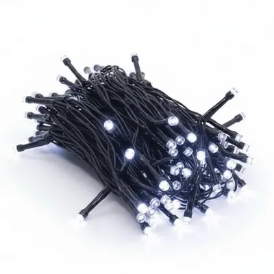 Produktbild von LED Außen Lichterkette kalt weiß - 7 m / 96 LED - Garten  Weihnachten Winter Deko Beleuchtung Timer Batterie