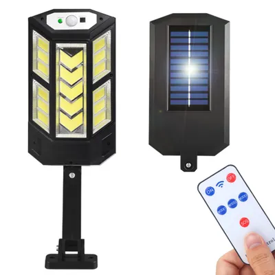 Obrázek produktu pro LD-05-L | LED solární zahradní lampa s pohybovým a soumrakovým senzorem ve velikosti L | IP65 | 249 COB LED | IR dálkové ovládání