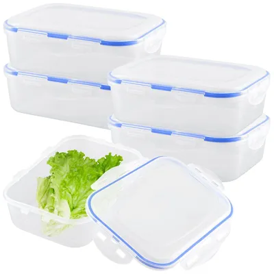 Image de Lot de 5 boîtes de conservation alimentaire en plastique avec couvercles