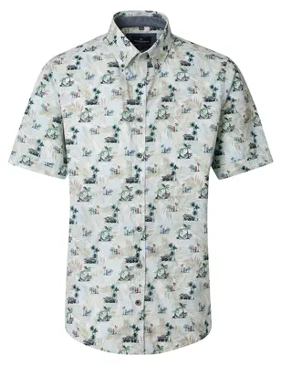 Produktbild von CasaModa XXL Kurzarmhemd Sommerprint grün-weiß-blau