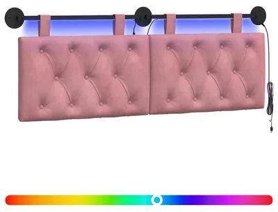 Produktbild von vidaXL Hängendes Kopfteil Mit LED Licht Rosa Samt