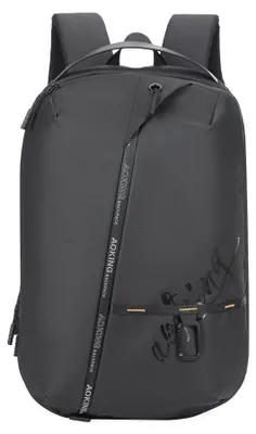 Produktbild von Uni-Rucksack aus schwarzem Polyester mit Reißverschluss und verstellbaren Schultergurten