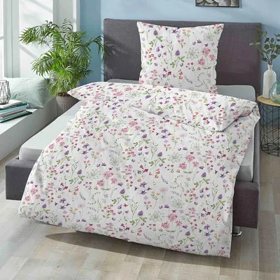 Produktbild von Biberna Bettwäsche 46607-001 Flowerpower 135x200 cm + 80x80 cm