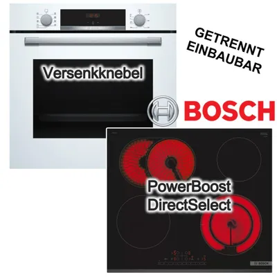 Produktbild von Herdset Bosch Backofen 3D Heißluft Hydrolyse + Elektrokochfeld PowerBoost Bräterzone Zweikreiszone