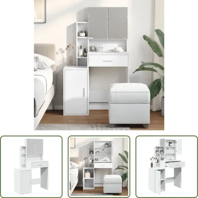 Produktbild von The Living Store Schminktisch mit Schrank Weiß 80x35x132 cm