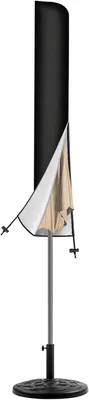 Image de Housse de parasol de jardin, dimensions 140 x 25,5 x 27 cm, imperméable, résistante aux UV, de couleur noire