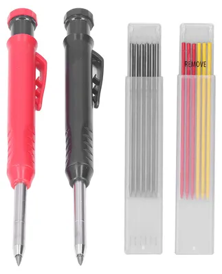 Produktbild von 14-teiliges Schreiner-Bleistift-Markierungs-Werkzeug-Set mit rot-schwarz-gelben Nachfüllungen für die Holzbearbeitung