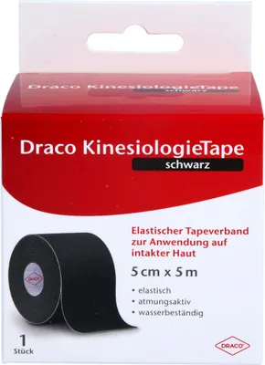 Zdjęcie produktu dla Draco KinesiologieTape schwarz 5 cm x 5 m, 1 St VER