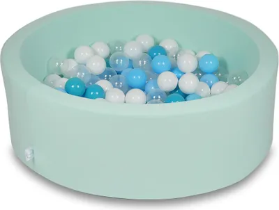 Immagine prodotto di Piscina secca 90x30cm menta con 200 palline: turchese, bianco, trasparente, azzurro